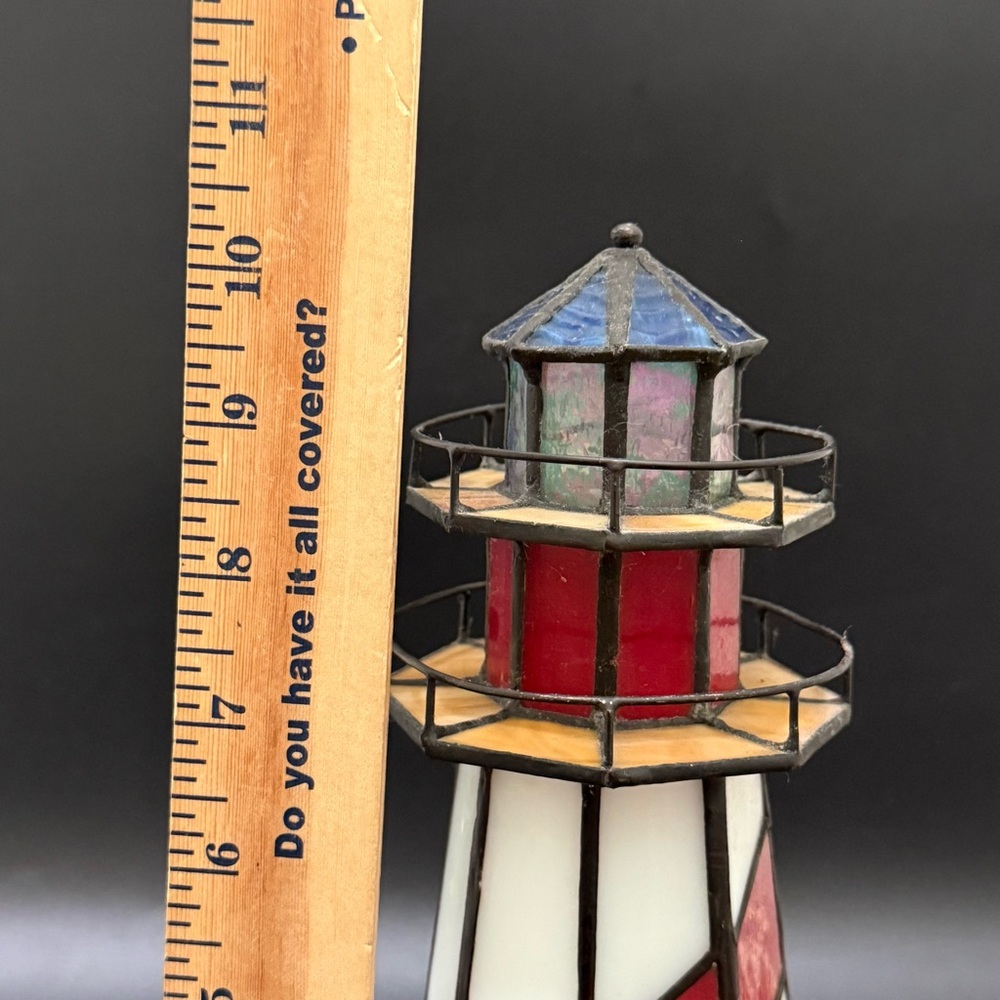 Vintage DALE TIFFANY Stained Glass Lighthouse Lamp 10” Table Desk Lamp - Picture 7 of 17